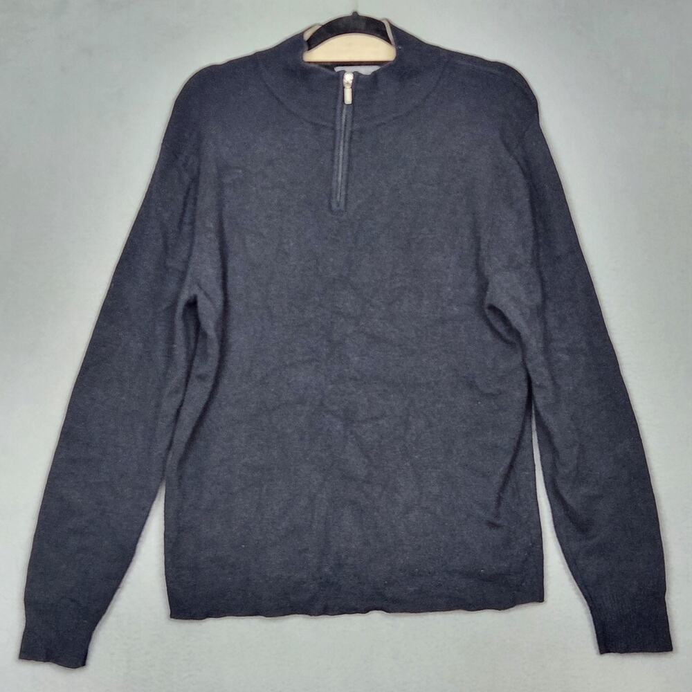 Guy Risoldi Sweater Mens XL Gray Merino Wool Quarter Zip Mock Neck Grandpacore